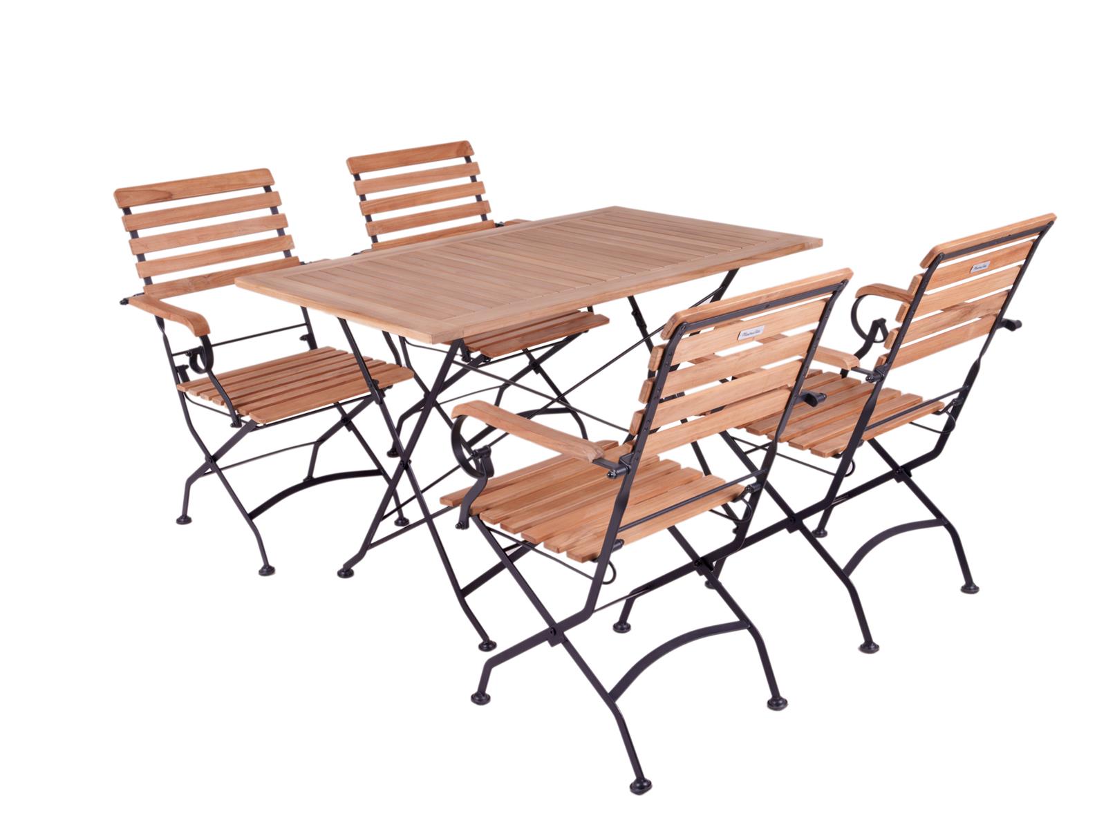 MaximaVida inklapbare acacia tuinset Toscana 120 cm zwart - stoelen me