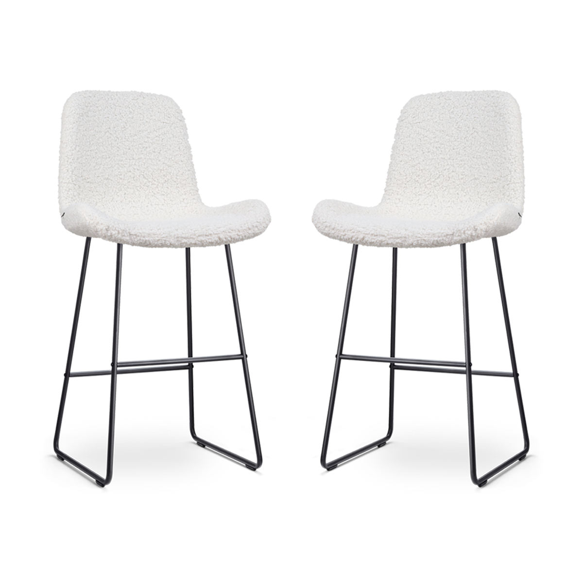 Nolon Nino-Fé Barkrukken Set van 2 - Teddy Wit - Zwart - 75 cm