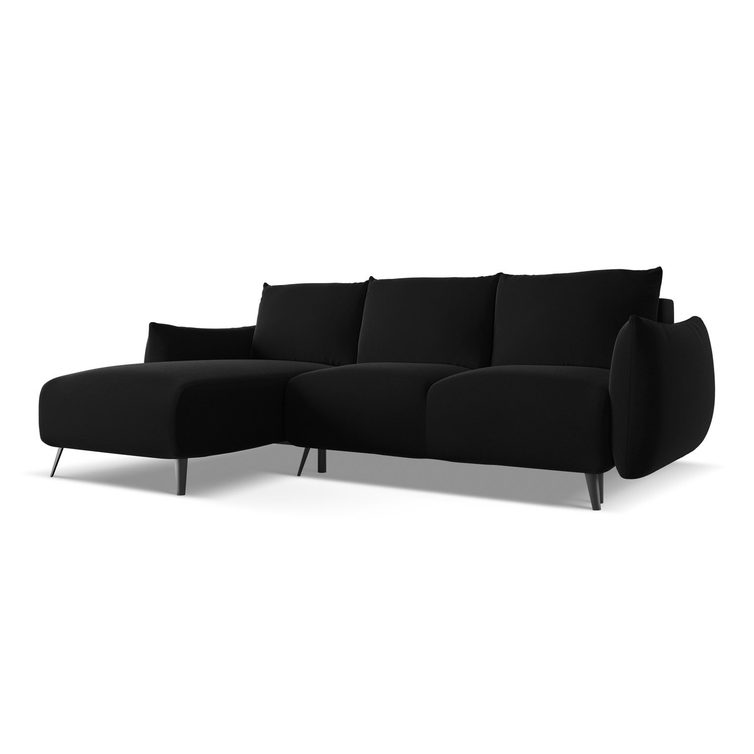 LaMiaSofa hoekbank links Genova - velours - zwart - 242x162x86