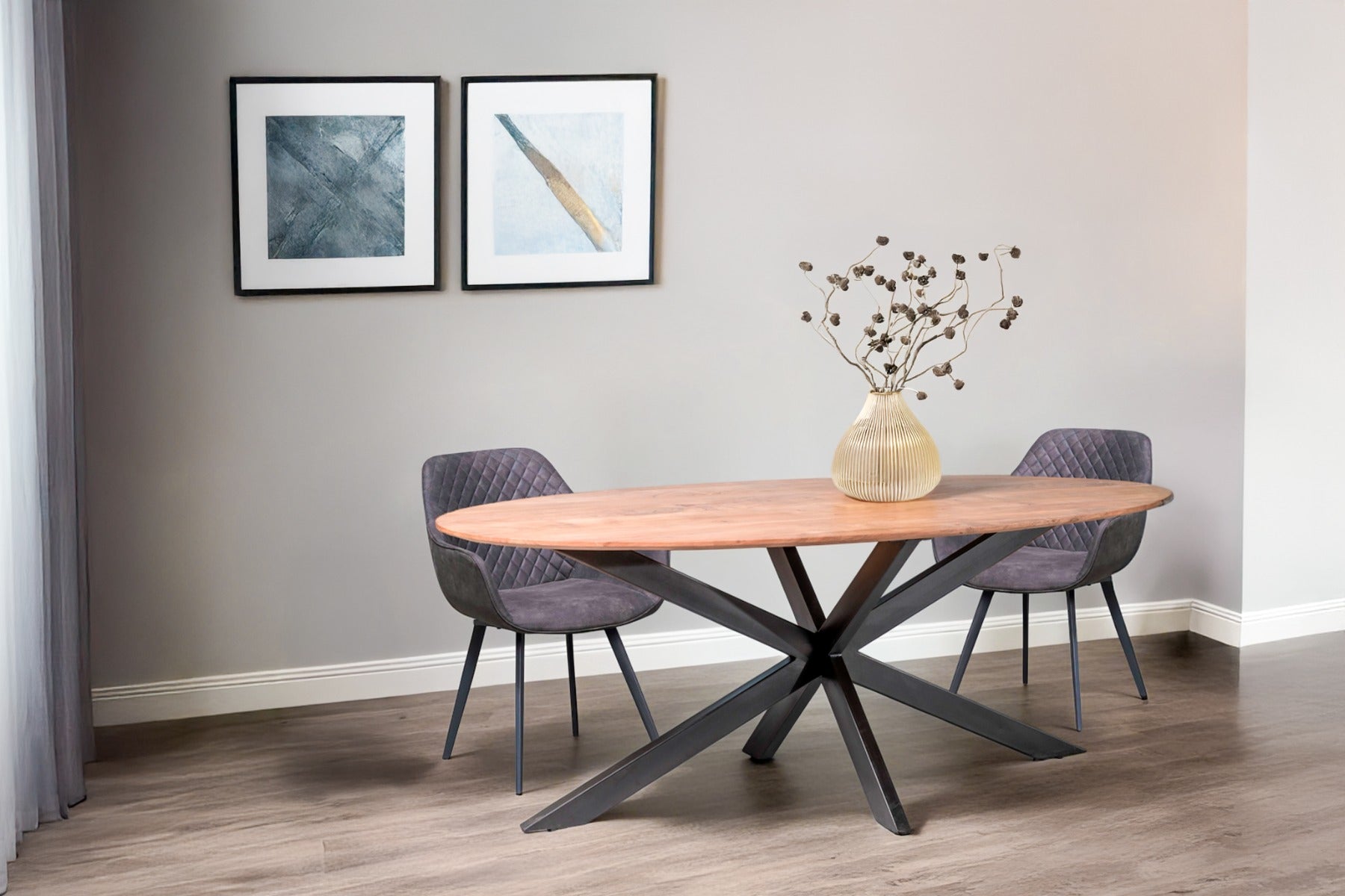 Livingfurn eetkamertafel - Ovaal - Acaciahout - 210 cm - bruin