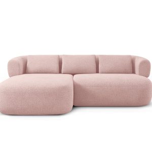 Micadoni linker hoekbank Jenny 5-zits, boucle poederroze – 145x200x73c Micadoni linker hoekbank Jenny 5-zits, boucle poederroze – 145x200x73c
