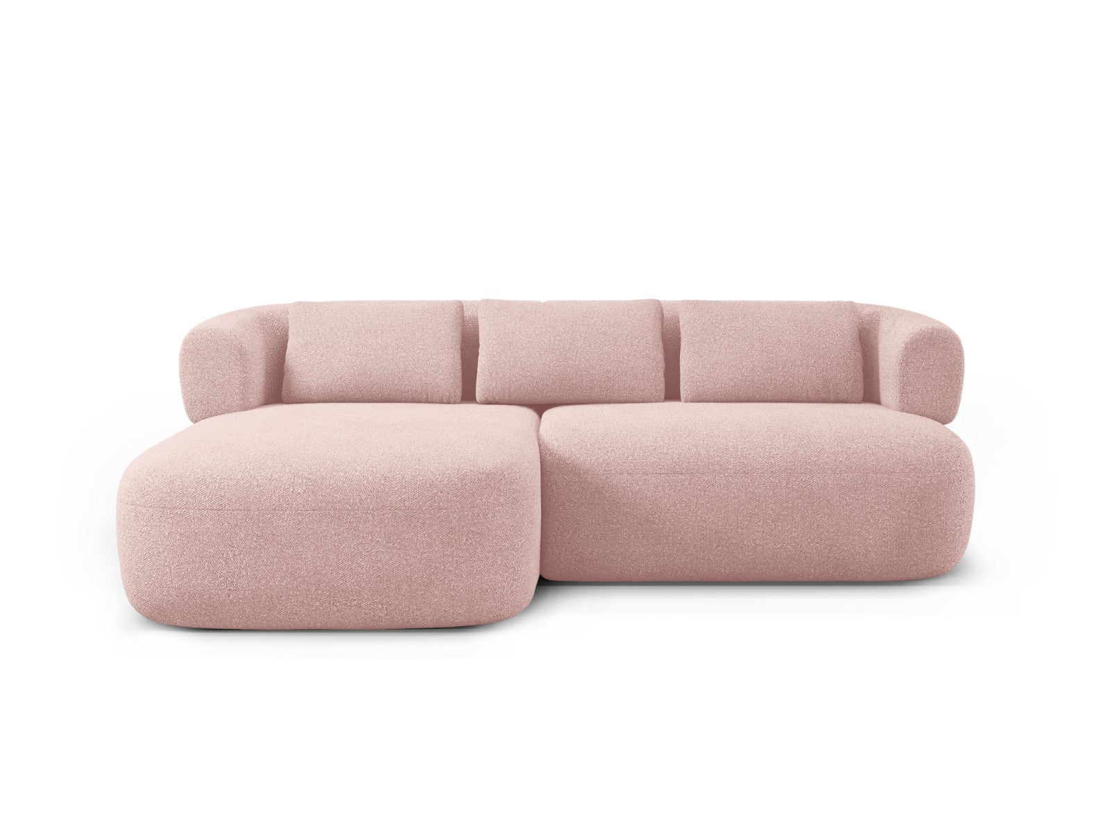Micadoni linker hoekbank Jenny 5-zits, boucle poederroze - 145x200x73c
