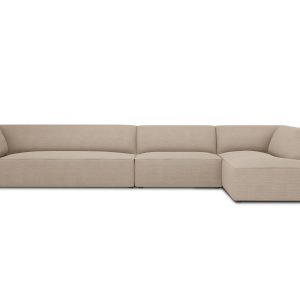 Micadoni rechter hoekbank Ruby 5-zits, structurele stof, donkerbeige – Micadoni rechter hoekbank Ruby 5-zits, structurele stof, donkerbeige –