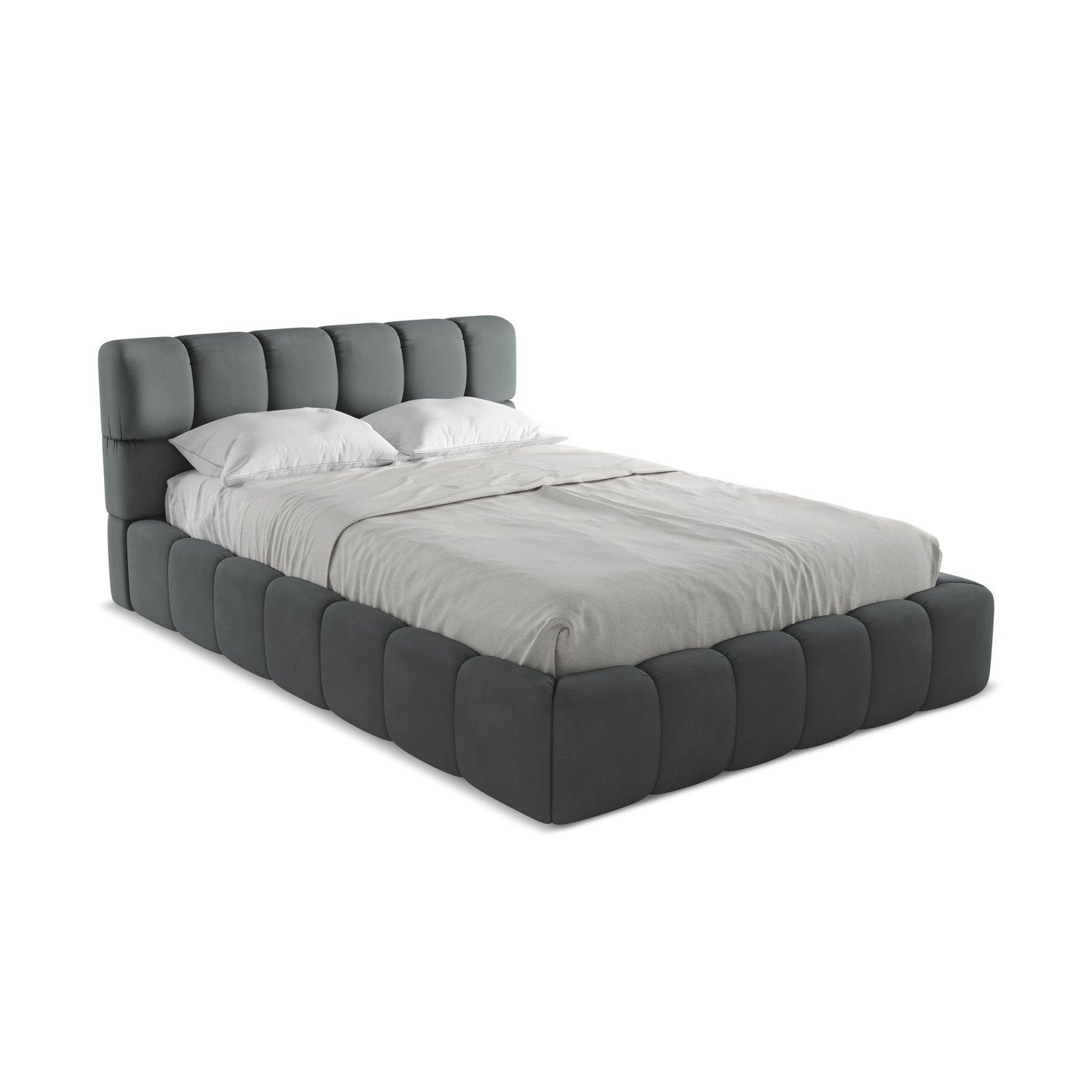 LaMiaSofa Bed met opbergruimte Roma - chenille stof - grafiet - 160x22