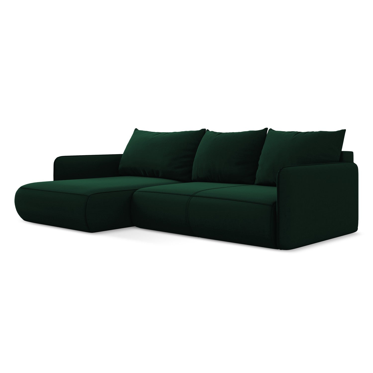 LaMiaSofa hoekbank links Palermo - velours - flessengroen - 240x148x86