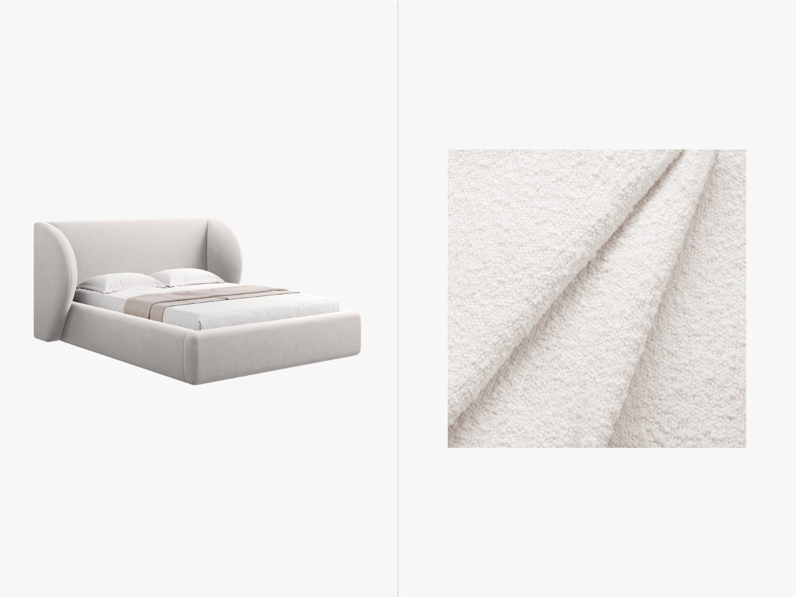 Micadoni Opbergbed met hoofdeinde Miley 200x160cm boucle lichtgrijs -