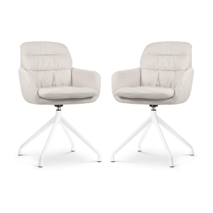 Nolon Nola-Mia Draaibare Eetkamerstoelen Beige – Wit – set van 2 Nolon Nola-Mia Draaibare Eetkamerstoelen Beige – Wit – set van 2