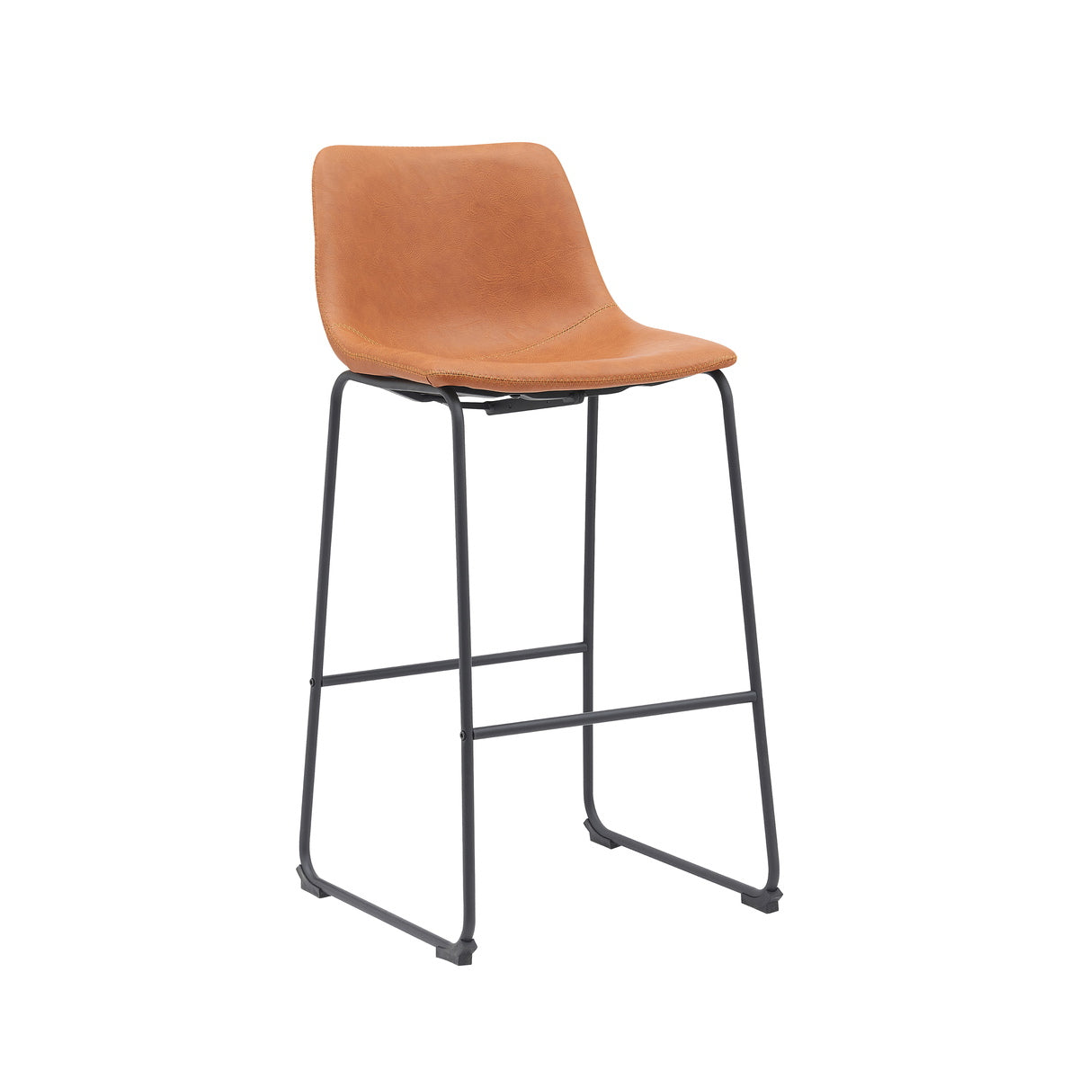 LABEL51 Barkruk Risto - Cognac PU-Leer - Zithoogte 75cm - Set van 2