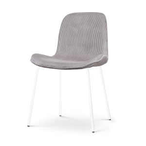 Nolon Nora-Fé Eetkamerstoel Ribstof Warm Grijs – Stof – Witte Poten Nolon Nora-Fé Eetkamerstoel Ribstof Warm Grijs – Stof – Witte Poten