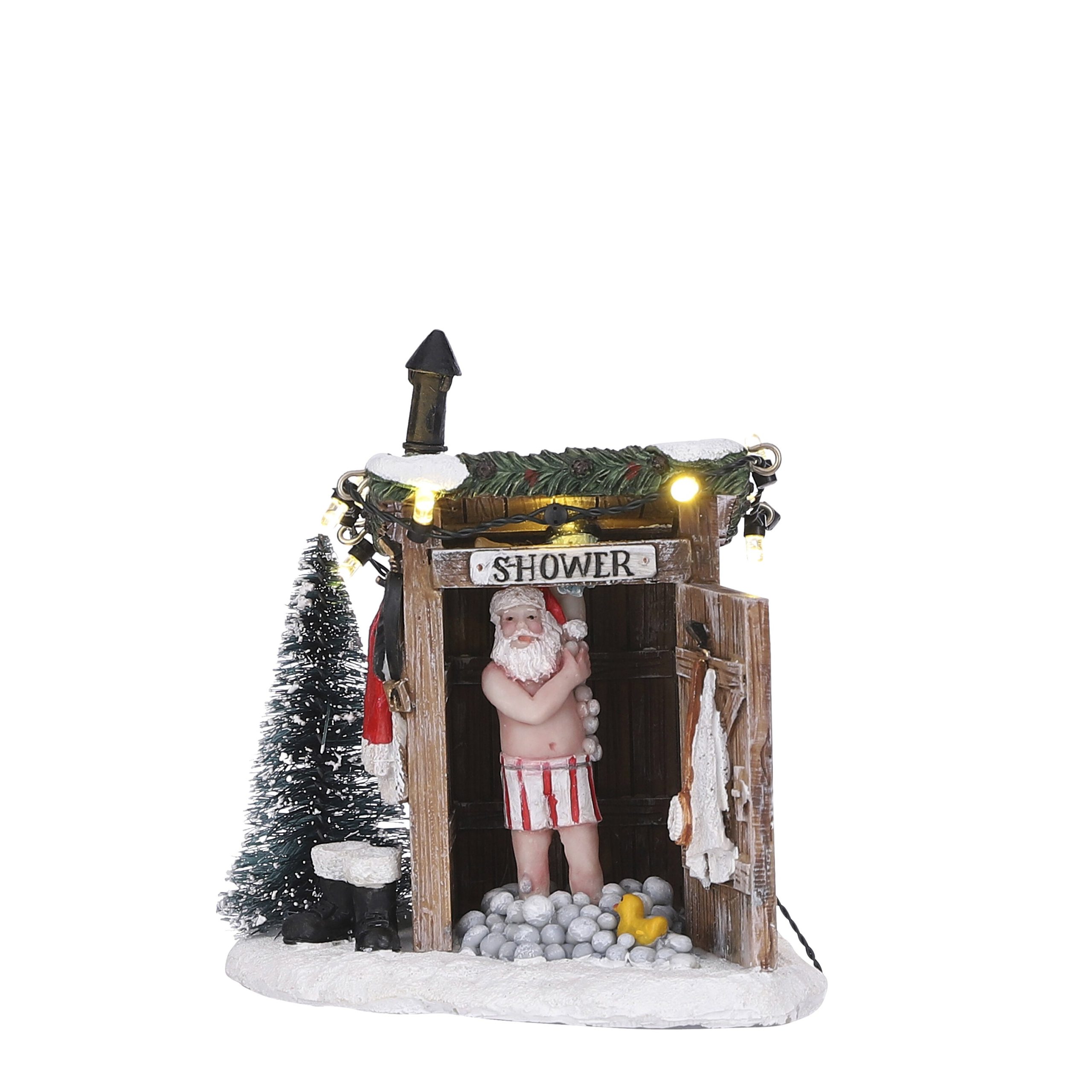 LuVille Kerstdorp Miniatuur Naakte Kerstman - L10 x B9 x H11 cm