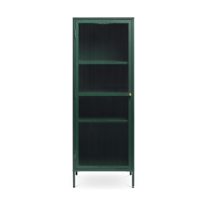 Olivine Katja Smalle Metalen Vitrinekast met Ribglas – B 58 cm – Groen Olivine Katja Smalle Metalen Vitrinekast met Ribglas – B 58 cm – Groen