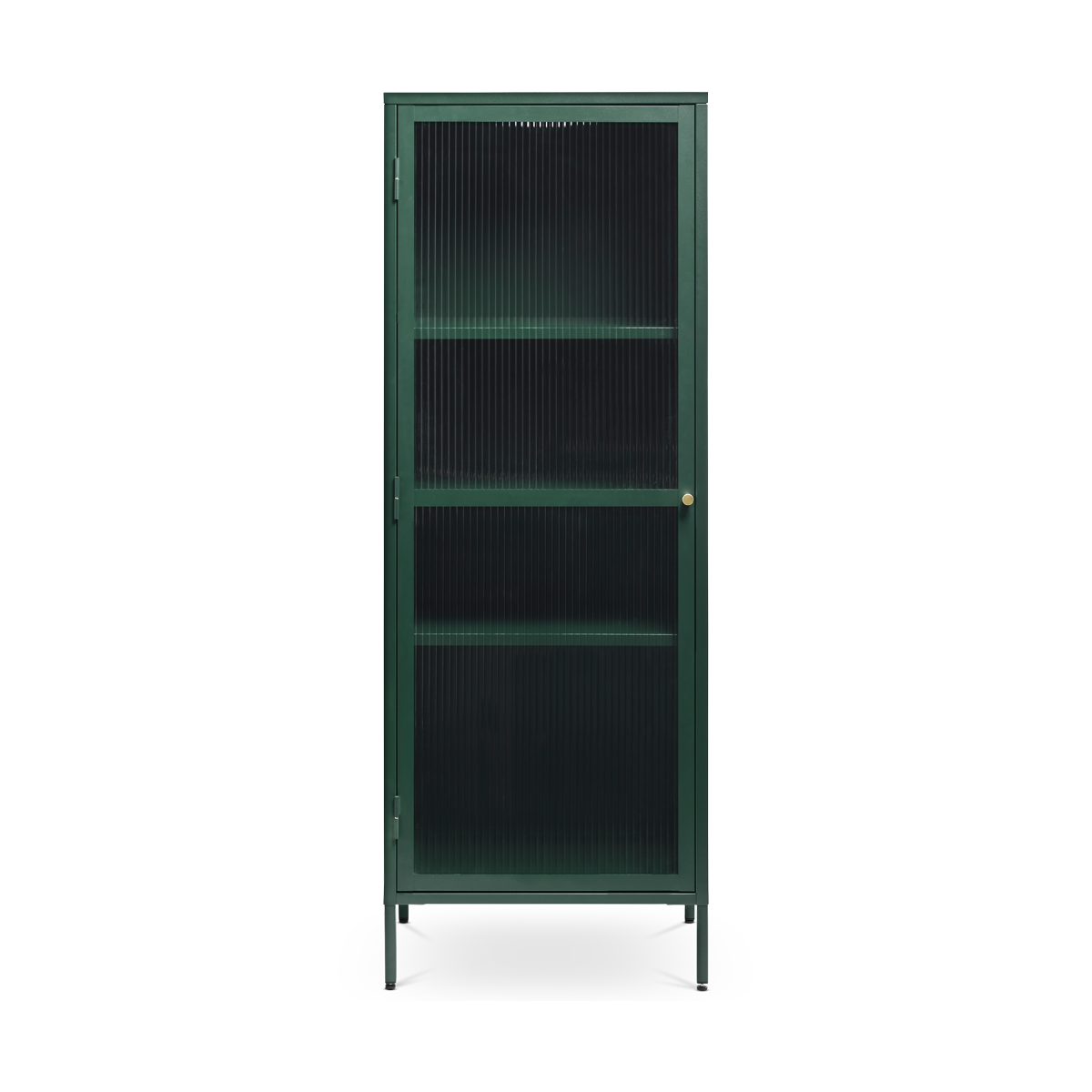 Olivine Katja Smalle Metalen Vitrinekast met Ribglas - B 58 cm - Groen