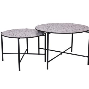 MaximaVida salontafel set Lucca 62 en 49 cm kruisframe zwart – HPL ter MaximaVida salontafel set Lucca 62 en 49 cm kruisframe zwart – HPL ter