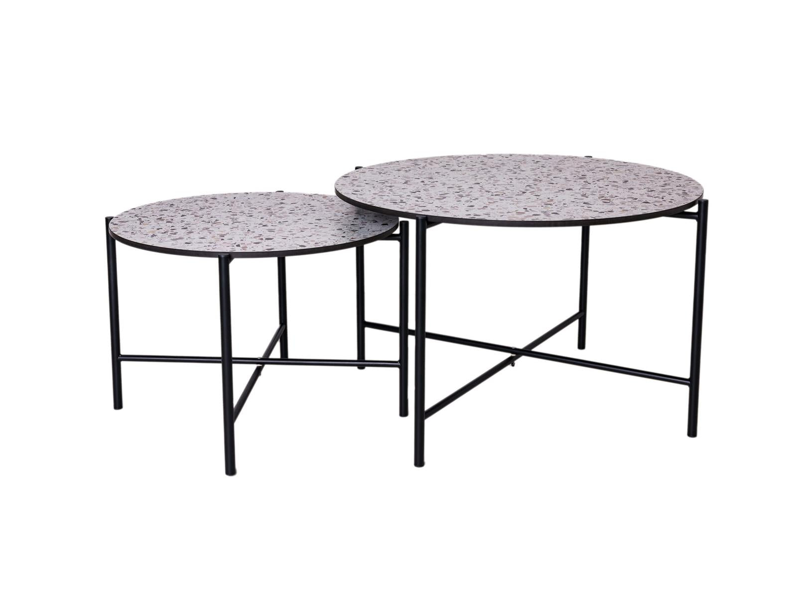 MaximaVida salontafel set Lucca 62 en 49 cm kruisframe zwart - HPL ter