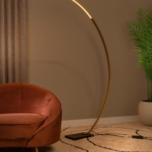Lucide booglamp CURVE – Geïntegreerde LED – Mat Goud / Messing Lucide booglamp CURVE – Geïntegreerde LED – Mat Goud / Messing