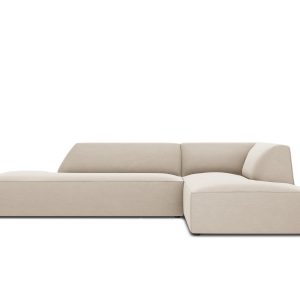 Micadoni rechter hoekbank Ruby 4-zits, flueel, beige – 180x273x69cm