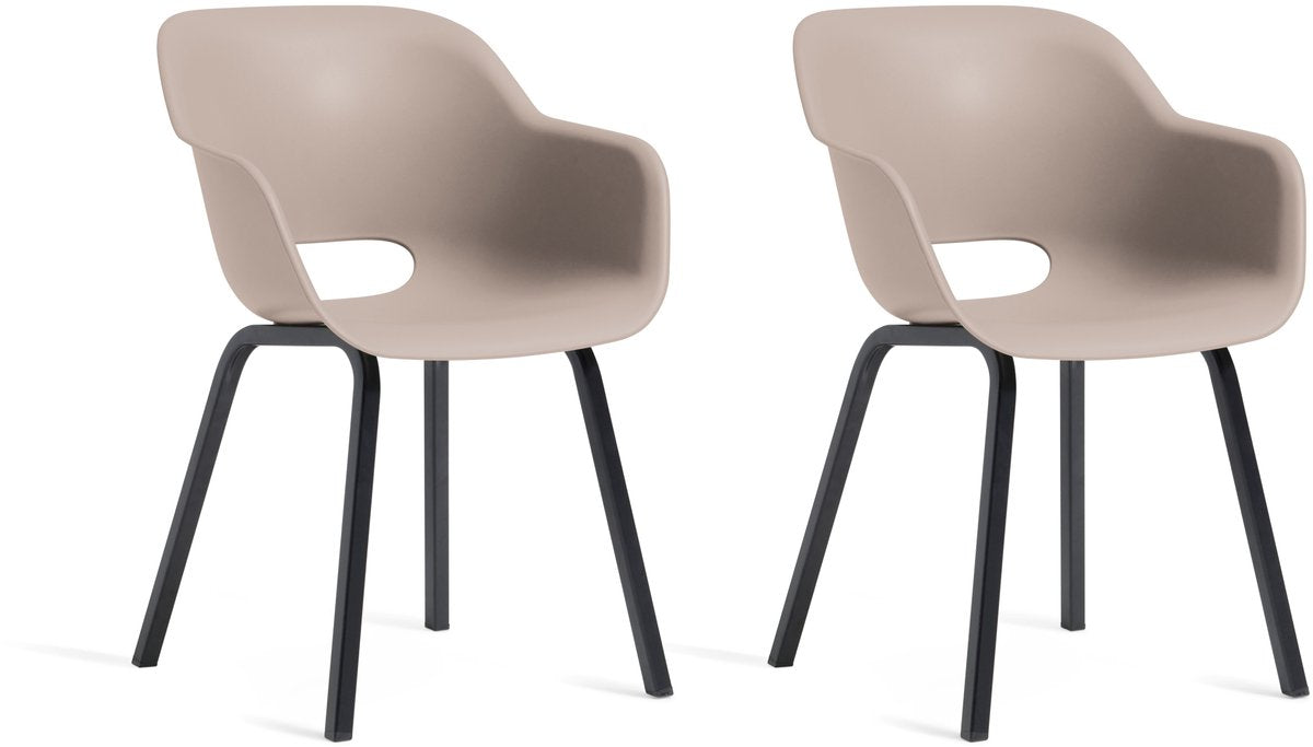 Keter Noa Tuinstoel - 2 stuks - 80x55x67cm - metalen frame - Soft Beig