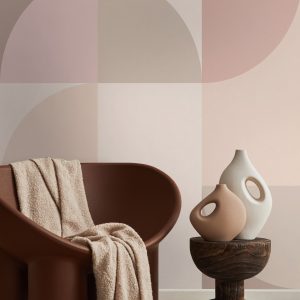 Origin Wallcoverings fotobehang cirkels in Bauhaus stijl beige en roze Origin Wallcoverings fotobehang cirkels in Bauhaus stijl beige en roze