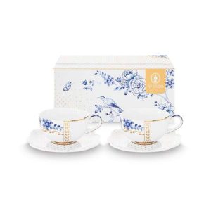 Pip Studio Kop en Schotel – Royal – Wit – 125ml – Set van 2 Pip Studio Kop en Schotel – Royal – Wit – 125ml – Set van 2