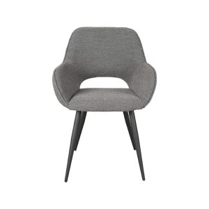 LABEL51 Eetkamerstoel Fer – Grijs Bouclé – Zithoogte 48cm – Set van 2