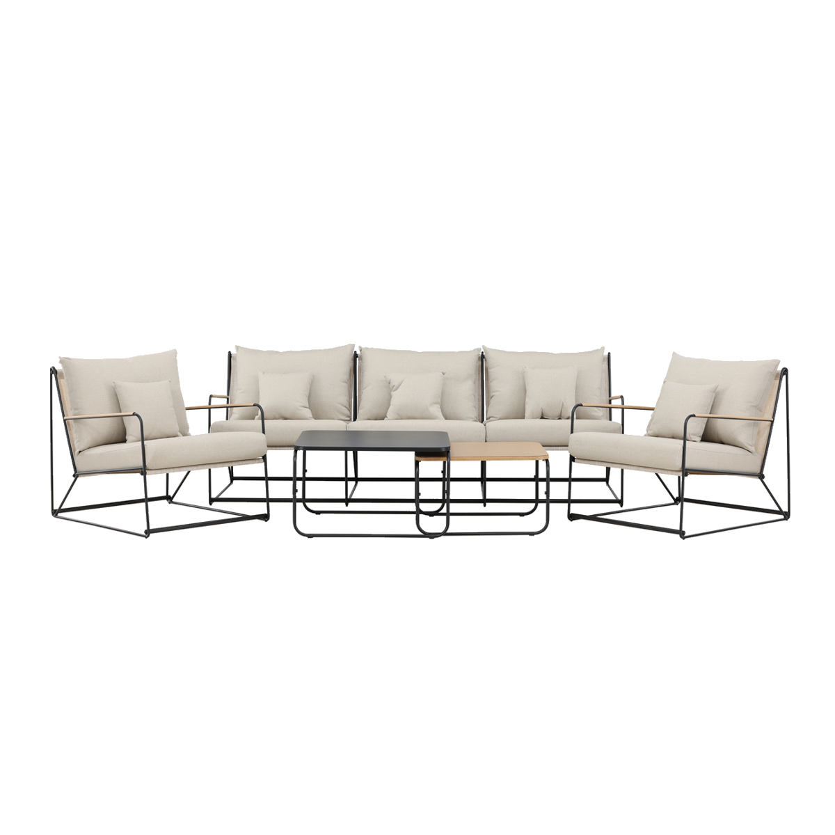 Nest outdoor Paolo 4 delige tuin loungeset beige/zwart