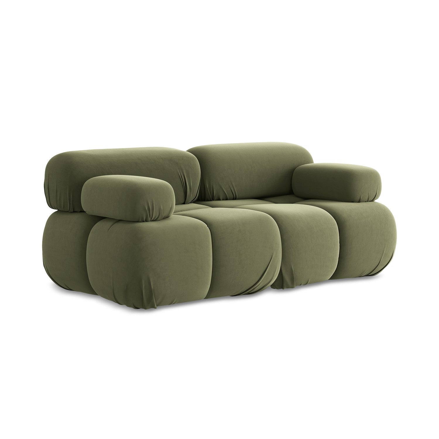 LaMiaSofa Tweezits modulaire bank Sanremo - velours - olijf - 190x96x7