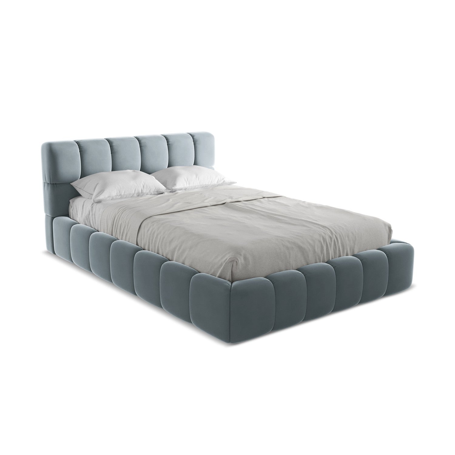 LaMiaSofa Bed met opbergruimte Roma - velours - lichtblauw - 160x228x8