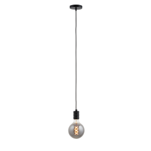 Lighto | Pendel Mat Zwart | Inclusief Lichtbron Rookglas | Retro | 1.5 Lighto | Pendel Mat Zwart | Inclusief Lichtbron Rookglas | Retro | 1.5