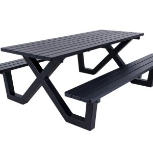 MaximaVida picknicktafel New York 200 cm blackwash – metalen onderstel MaximaVida picknicktafel New York 200 cm blackwash – metalen onderstel