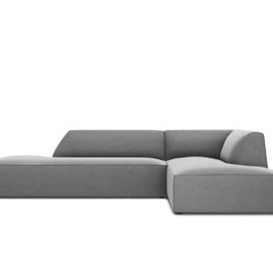 Micadoni rechter hoekbank Ruby 4-zits, flueel, grijs – 180x273x69cm