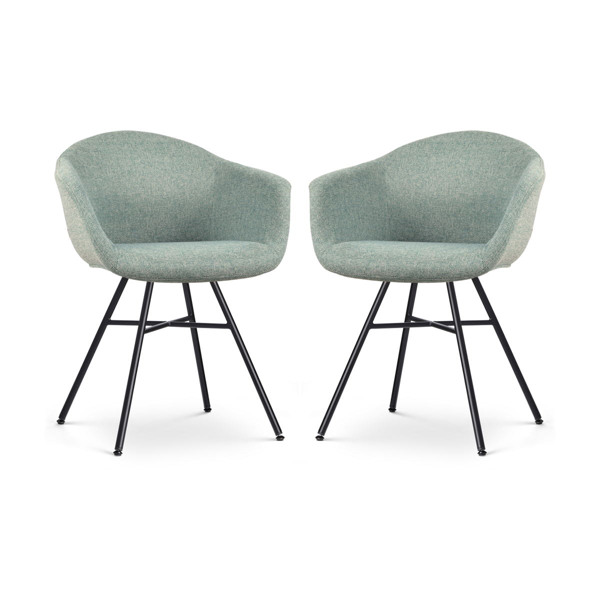 Nolon Noa-Otis Eetkamerstoelen Set van 2 - Zacht Groen - Zwarte Poten