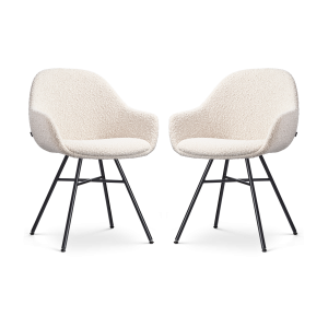 Nolon Noa-Mae Eetkamerstoelen Set van 2 – Bouclé Beige – Zwarte Poten Nolon Noa-Mae Eetkamerstoelen Set van 2 – Bouclé Beige – Zwarte Poten