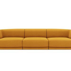 Micadoni Bank Miley 3-zits, flueel, geel – 90x255x70cm Micadoni Bank Miley 3-zits, flueel, geel – 90x255x70cm