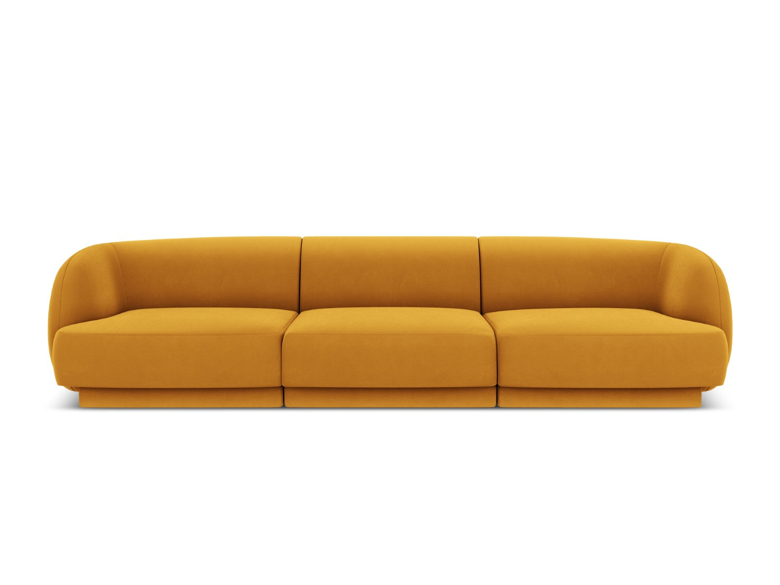 Micadoni Bank Miley 3-zits, flueel, geel - 90x255x70cm