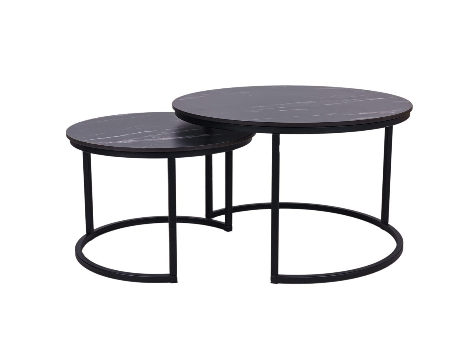 MaximaVida ronde salontafel set Firenze 58 en 45 cm - zwart HPL marmer