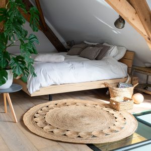 Mrcarpet vloerkleed met rand – naturel – Ø120cm Mrcarpet vloerkleed met rand – naturel – Ø120cm
