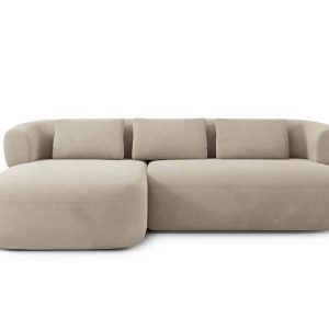 Micadoni linker hoekbank Jenny 5-zits, flueel beige – 145x225x73cm Micadoni linker hoekbank Jenny 5-zits, flueel beige – 145x225x73cm