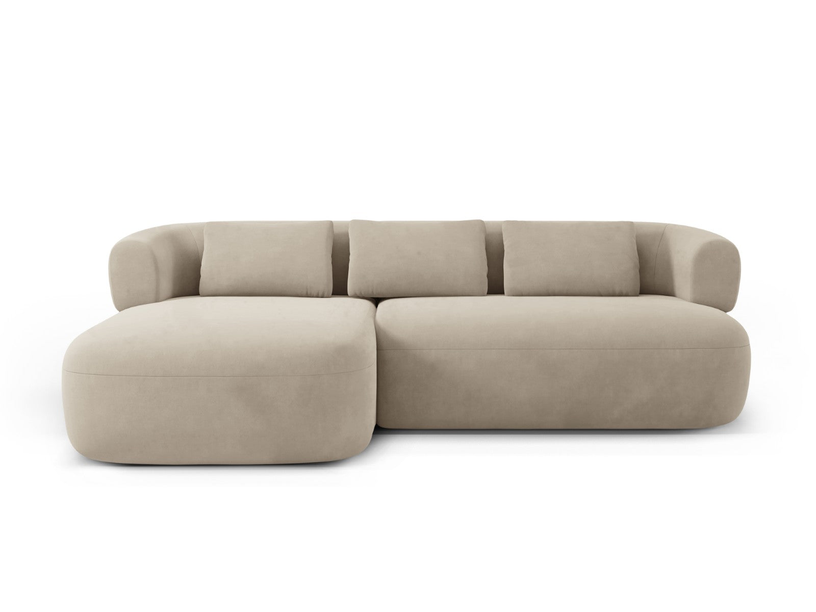 Micadoni linker hoekbank Jenny 5-zits, flueel beige - 145x225x73cm