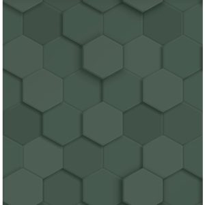 Origin Wallcoverings behang 3d hexagon motief donkergroen – 53 cm x 10 Origin Wallcoverings behang 3d hexagon motief donkergroen – 53 cm x 10