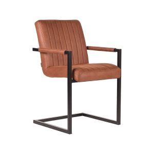 LABEL51 Eetkamerstoel Milo – Cognac Microfiber – Set van 2
