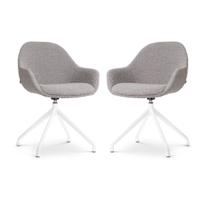 Nolon Nola-Mae Draaibare Eetkamerstoelen Bouclé Taupe – Wit – 2x Nolon Nola-Mae Draaibare Eetkamerstoelen Bouclé Taupe – Wit – 2x