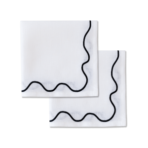 Kulu Club servetten wavy – 100% linnen – wit – set van 2 Kulu Club servetten wavy – 100% linnen – wit – set van 2