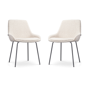 Nolon Nora-Isa Eetkamerstoelen Set van 2 – Bouclé Beige – Zwart Nolon Nora-Isa Eetkamerstoelen Set van 2 – Bouclé Beige – Zwart