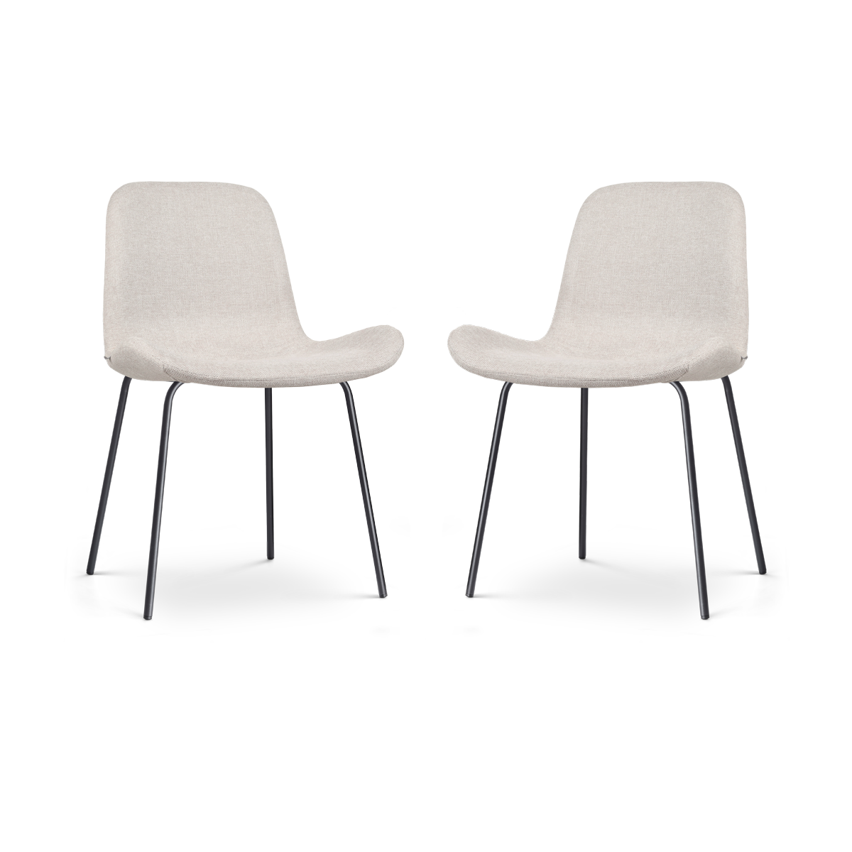 Nolon Nora-Fé Eetkamerstoelen Set van 2 - Beige - Zwarte Poten