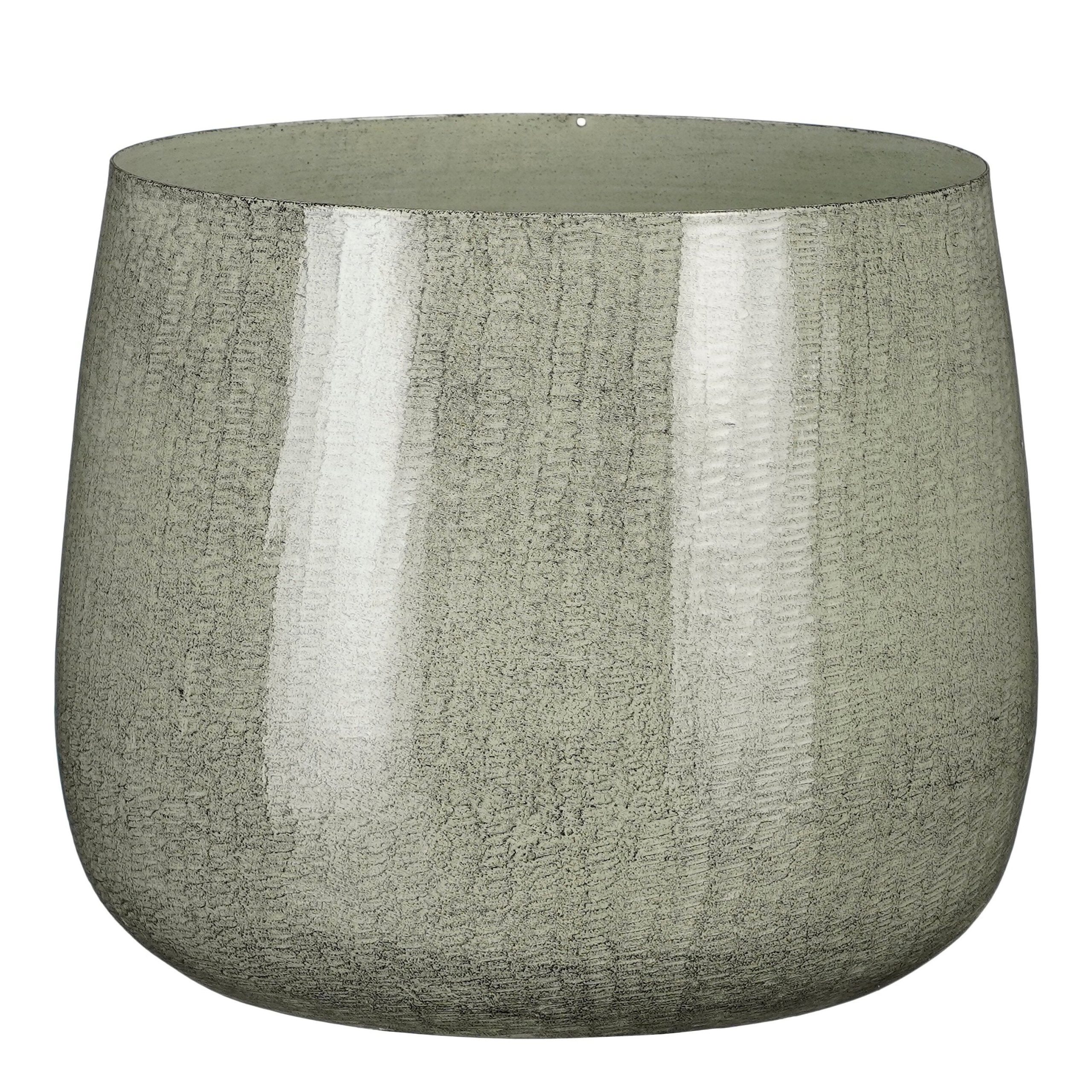 Mica Decorations Benson Bloempot - H22 x Ø24 cm - Metaal - Lichtgrijs