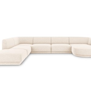 Micadoni Panoramische hoekbank links Miley 6-zits, chenille, lichtbeig Micadoni Panoramische hoekbank links Miley 6-zits, chenille, lichtbeig