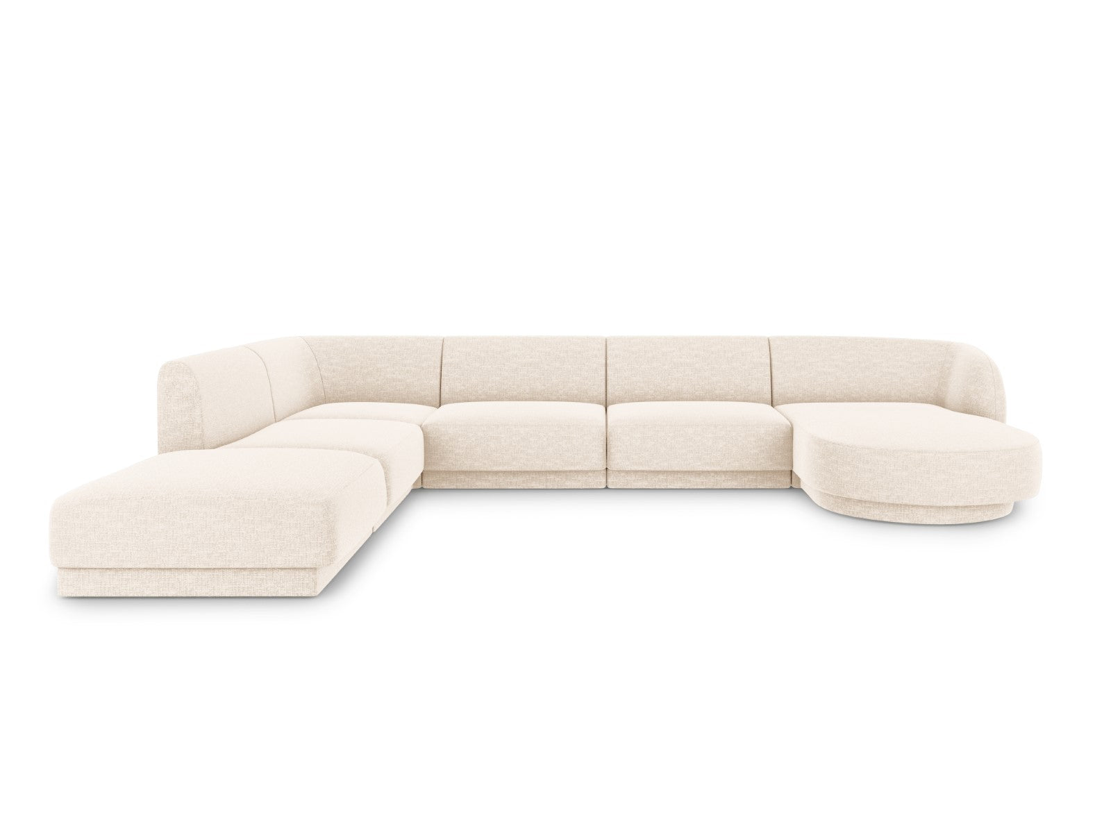 Micadoni Panoramische hoekbank links Miley 6-zits, chenille, lichtbeig