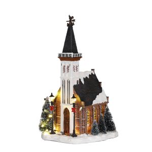 LuVille Kerstdorp Miniatuur Kerk – L15 x B17 x H31 cm LuVille Kerstdorp Miniatuur Kerk – L15 x B17 x H31 cm