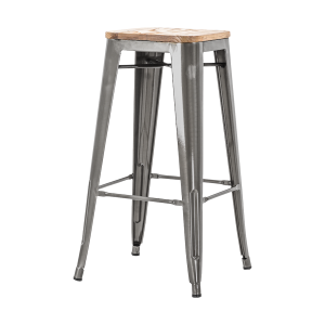 Legend Metalen barkruk industrieel metaal – met houten zitting – 65 cm Legend Metalen barkruk industrieel metaal – met houten zitting – 65 cm