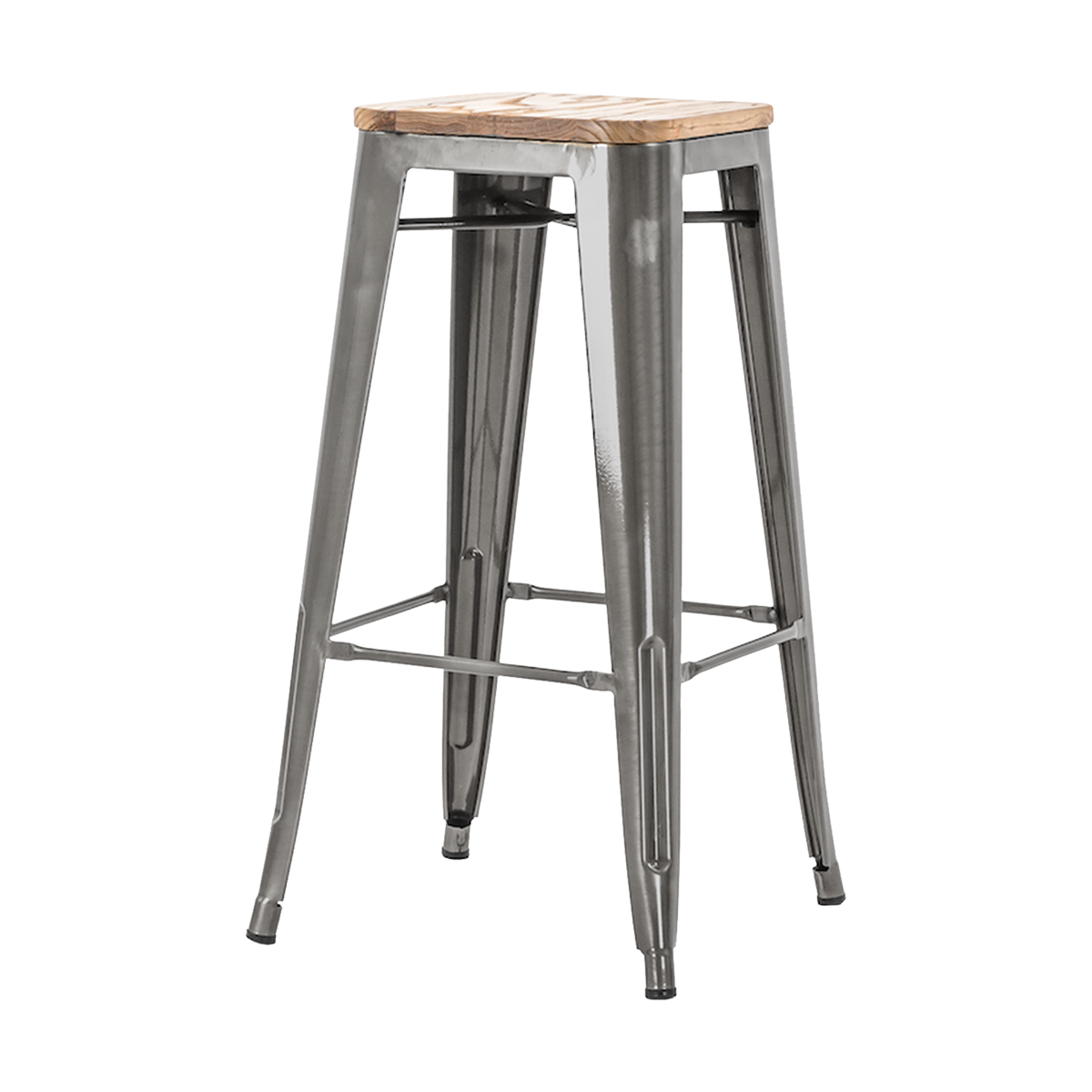 Legend Metalen barkruk industrieel metaal - met houten zitting - 65 cm